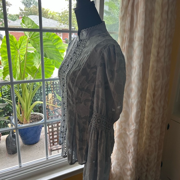 Fashion Nova baby blue lace blouse - Picture 2 of 16